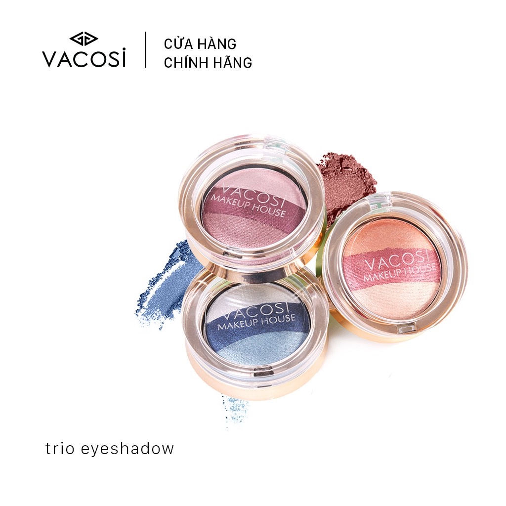 Phấn Mắt VACOSI 3 Ô Phối Màu (Hộp Tròn) -  VACOSI TRIO EYESHADOW