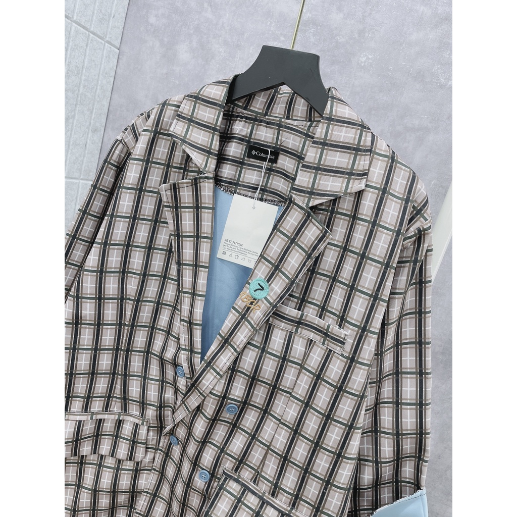 Áo blazer kẻ nâu 2 lớp áo vest nữ công sở LT277