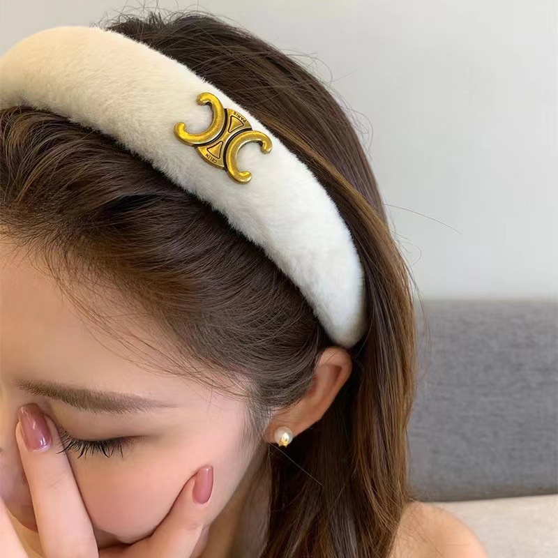 Băng đô cài tóc lông mềm phong cách sang trọng cho nữ-Bơ Store