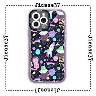 Ốp lưng iphone và samsung xiaomi oppo cạnh vuông Jicase Tên lửa và mèo