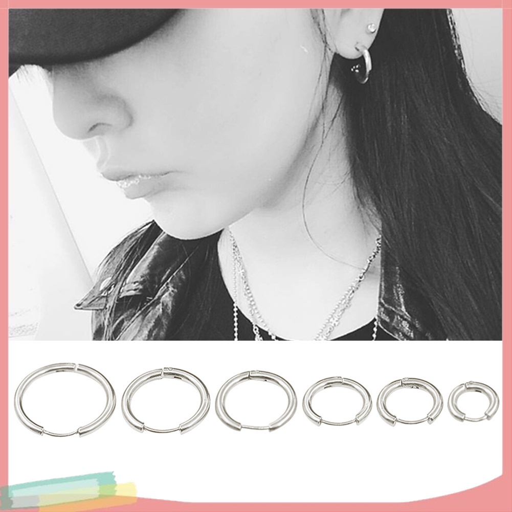 1 Đôi Khuyên Tai Tròn Chất Liệu Thép Không Gỉ Thời Trang