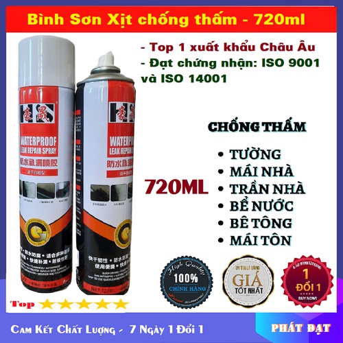 Bình xịt sơn chống thấm dột,chống nước,chống dột mái nhà,tường,chống ẩm mốc,chống nước cao cấp Nhật Bản 720ml