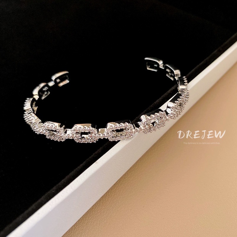 DREJEW Vòng Tay Hở Đính Đá Zircon Cao Cấp Dễ Phối Đồ Hợp Thời Trang