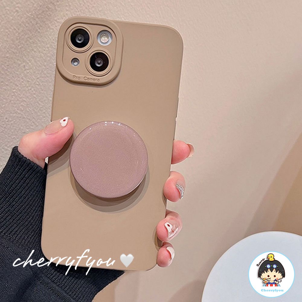 Ốp Điện Thoại TPU Mềm Nhám Màu Trơn Chống Rơi Chống Trượt Có Giá Đỡ Cho IPhone 11 12 13 14 Pro Max