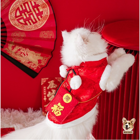 Áo Tết Thú Cưng 2023 - Quần áo Tết Chó Mèo - Áo Mèo Tết