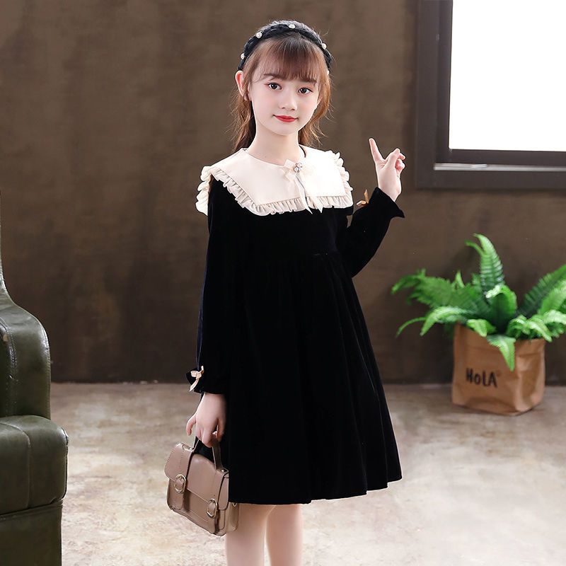 Đầm Tay Dài Thời Trang Thu Đông Xinh Xắn Cho Bé Gái 3-5 - 8-10 - 12-13 Tuổi