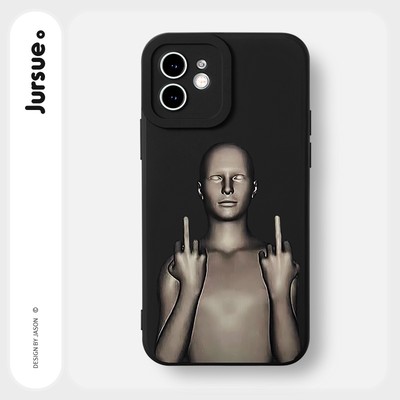 Ốp lưng JURSUE dẻo chống bẩn hình độc lạ ngầu nam đen Cho iPhone 17 16 15 14 13 12 11 Pro Max SE 2020 X XR XS ip 8 7 Plus Y2573