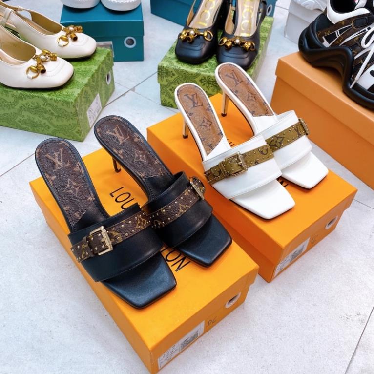 Guốc Cao Gót LV Trắng Đen Full Size 35-39  -  By Anh Dinh Phuong