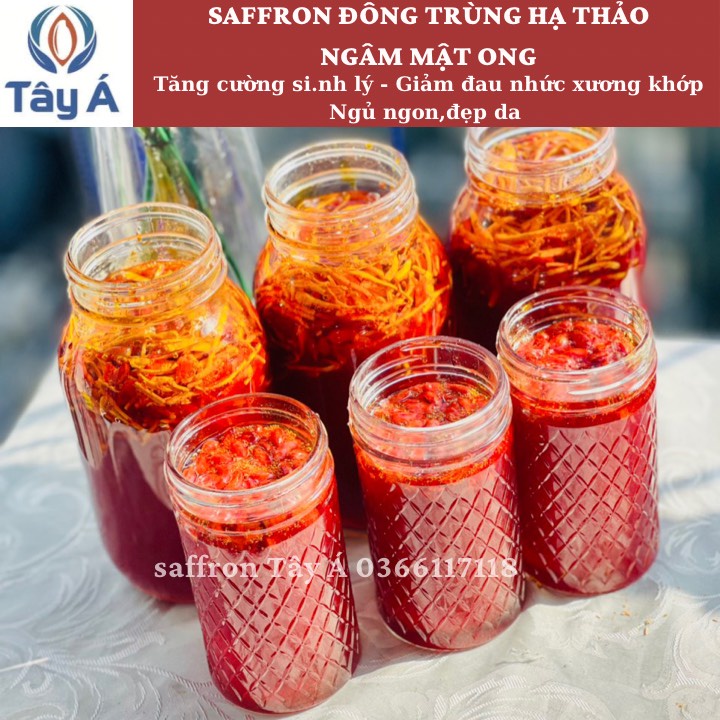 Saffron đông trùng hạ thảo ngâm mật ong - Saffron Tây Á Bahraman nhập khẩu độc quyền từ Iran - Có sẵn