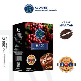 Cà phê đen hòa tan 2in1 K Black thương hiệu KCoffee hộp 15 gói x 17g