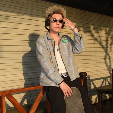 Áo khoác dạ kẻ dáng boxy crop local brand Clownz Flannel Jacket kéo khóa, lót gió nam nữ unisex