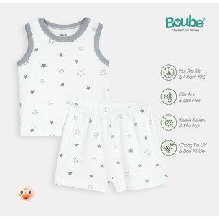 Bộ quần áo ba lỗ hoạ tiết ngôi sao Boube - Chất liệu Petit mềm mại thoáng mát - Fullsize từ 0 đến 24 tháng