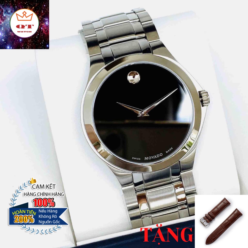 Đồng Hồ MOVADO 0606781 Collection Black Dial Watch 40mm Chính Hãng Tặng Dây Da Cao Cấp