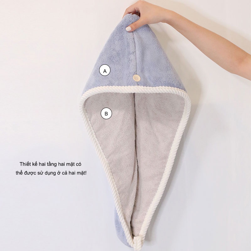 Sinmire Mũ Lông Cừu San Hô Hai Mặt Dày Dặn Hút Nước Nhanh Khô Không Xơ Vải