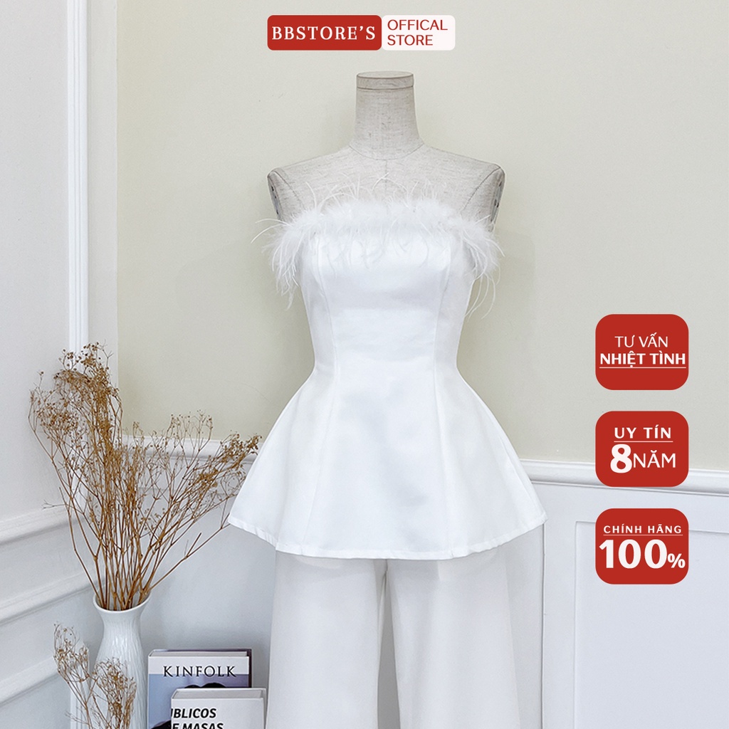 BBSTORE'S Áo Peplum Lông Vũ Thời Trang Dự Tiệc Sang Trọng -A1337