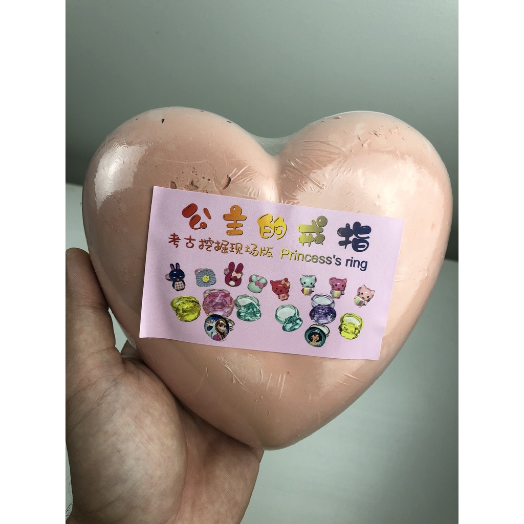 Đồ chơi Khảo cổ Khai Quật Hình Trái tim,chủ đề nàng tiên cá + vỏ sò. Hổ Phách con trùng, nhẫn công chúa,