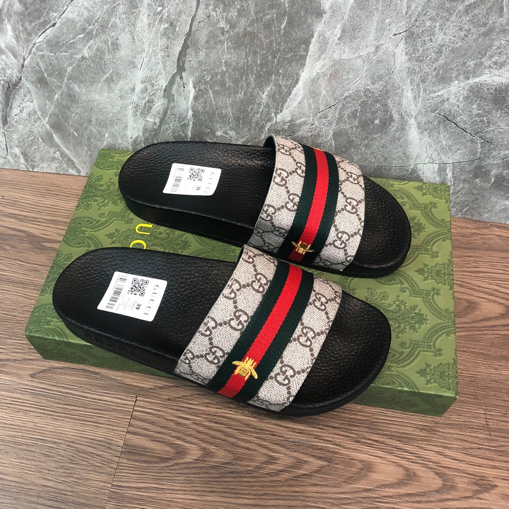 Dép Quai Ngang GC Nam Đai Chun Thêu Ong Phối Đồ Cực Tôn Dáng, FULLBOX