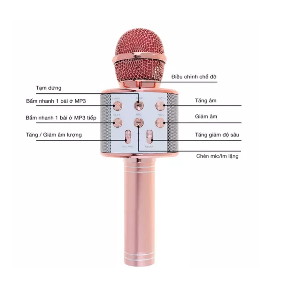 Micro Bluetooth Không Dây Hát Karaoke Micro Bluetooth Không Dây Kèm Loa Mic Hát Karaoke Mini Hát Loa Chất Lượng Cao