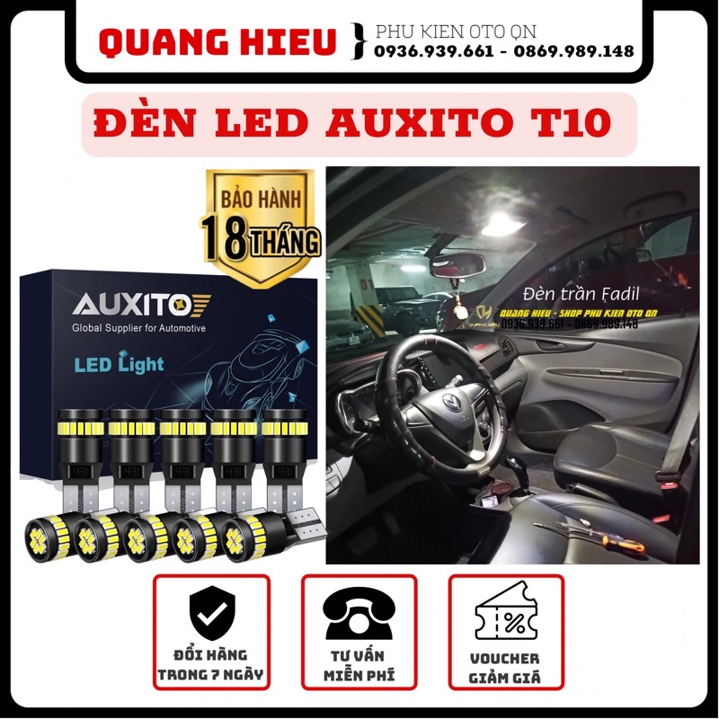 LED T10 Auxito canbus ánh sáng trắng đỏ vàng xanh không báo lỗi 6000k