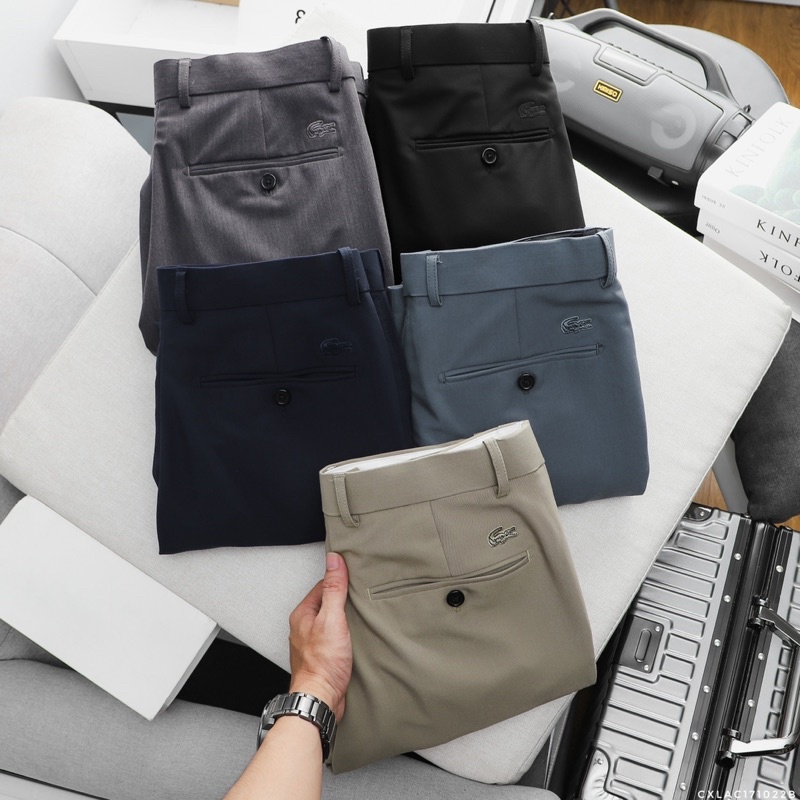 Quần Tây Nam - Quần Âu Nam Lacoste SlimFit Công Sở Vải Co Giãn Chống Nhăn, Cạp Chun Có Big Size