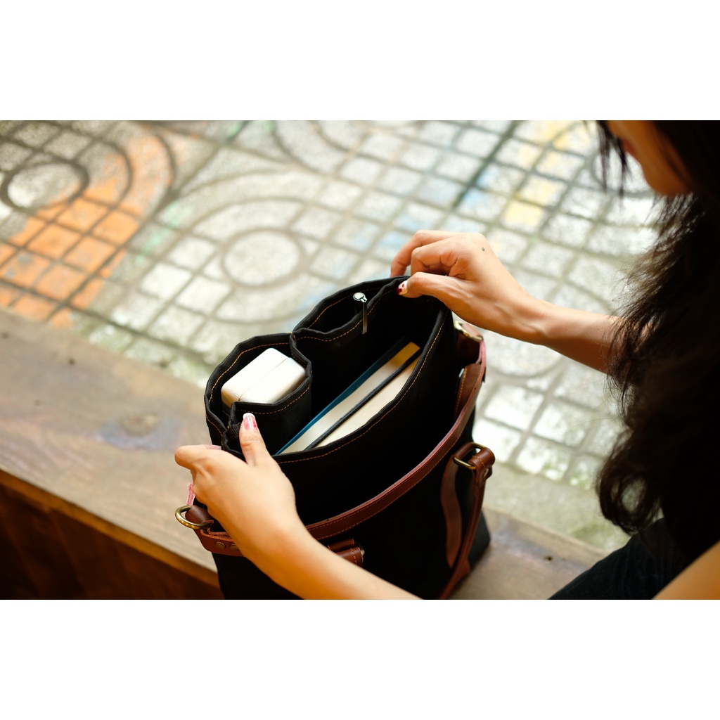 Original Tote V2 - túi tote cao cấp da bò phối vải canvas