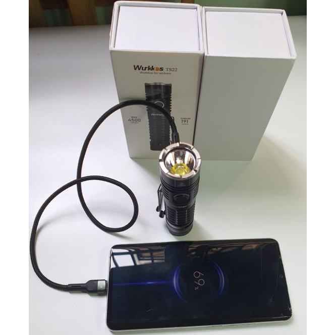 Đèn pin siêu sáng Wurkkos Ts22 4500lm-191m, Xhp70.2, pin 21700 sạc lại, Type C