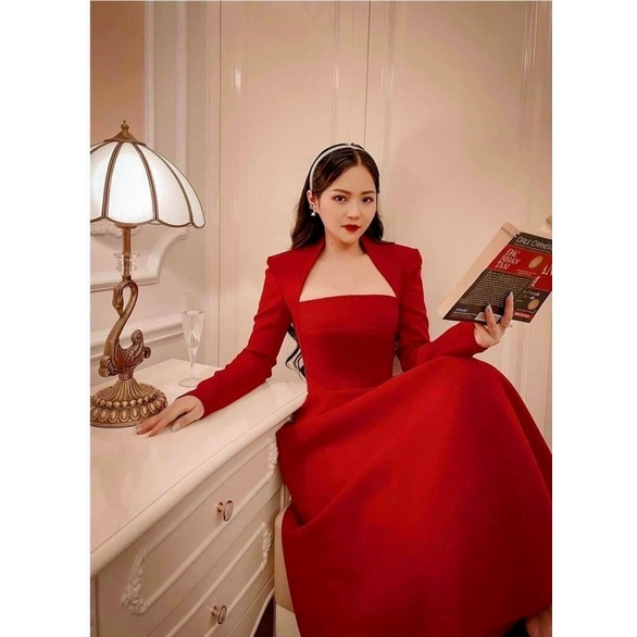 Đầm dự tiệc công sở tay dài sang trọng tiểu thư