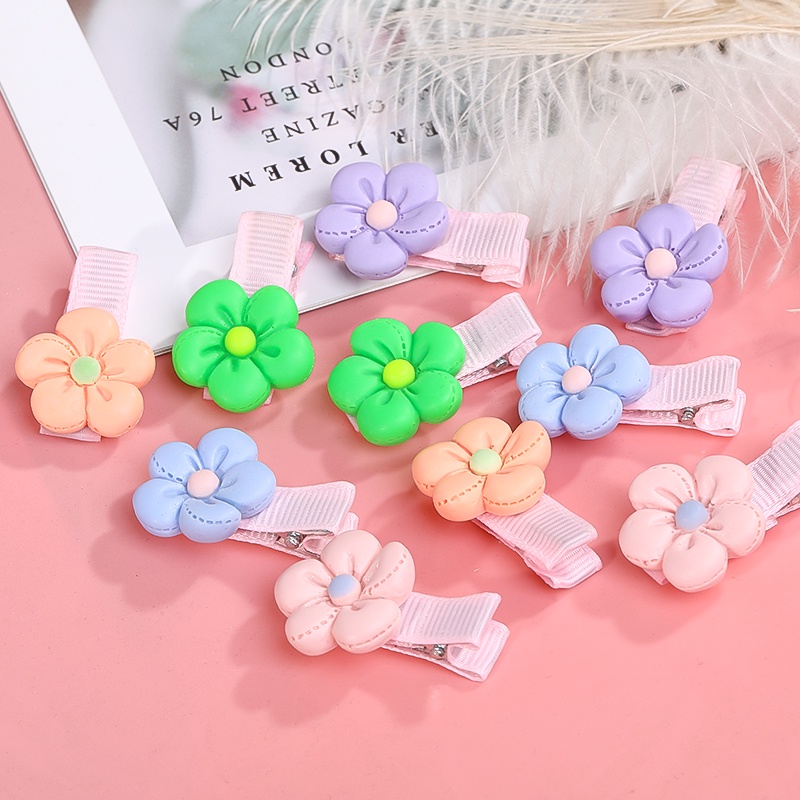 Kẹp Tóc Đính Hoa Màu Hồng Xinh Xắn Thời Trang Cho Bé Gái