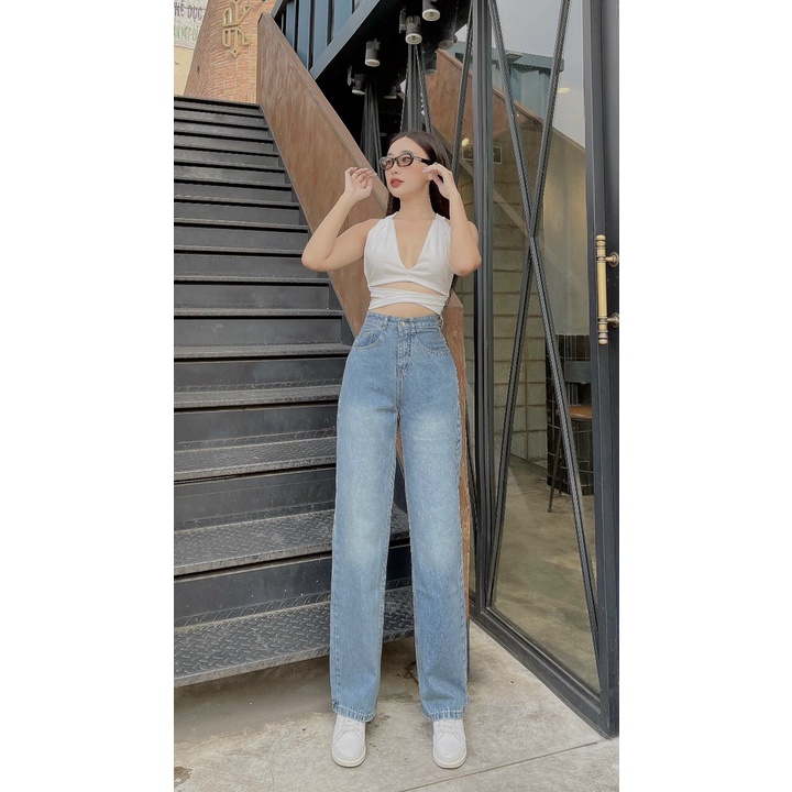 [ORNY26] QUẦN JEANS NỮ ỐNG RỘNG TRƠN, LAI CUỐN MÀU XANH NHẠT PHÁ CÁCH CỰC CHẤT HOT HIT NITIQC