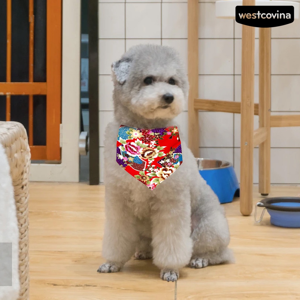 [Hot]☃Khăn Choàng Cổ Hình Tam Giác In Họa Tiết Năm Mới Có Thể Điều Chỉnh Cho Thú Cưng