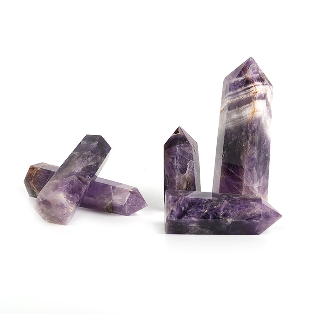 Đũa Chữa Bệnh Bằng Pha Lê Thạch Anh Tím Pha Lê| Đá Thạch Anh Reiki Chakra 6 Mặt Dùng Trang Trí Phòng