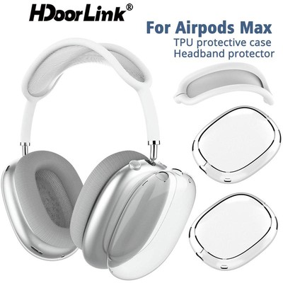Hdoorlink 2 Chiếc Silicon Trong Suốt Mềm TPU Bảo Vệ Dành Cho Airpods Max Tai Nghe Tai Nghe Phụ Kiện Trong Suốt Bao Da Thay Thế Băng Đô Bao