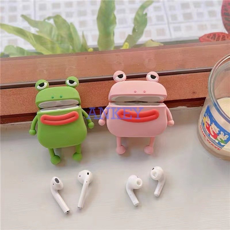 SoundPEATS Capsule 3 Pro Cover Pink Frog Earphone Silicone Case Earbuds Waterproof Shockproof Soft Protective Headphone Cover Headset Skin with Hook