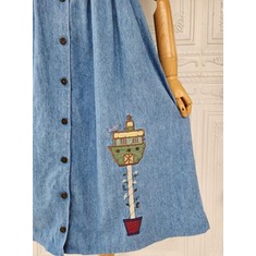 Yếm jeans Mỹ thêu họa tiết