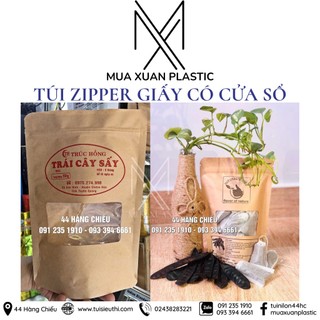 Túi zip giấy Kraft có cửa sổ hàng đẹp (cửa sổ ô nhỏ)