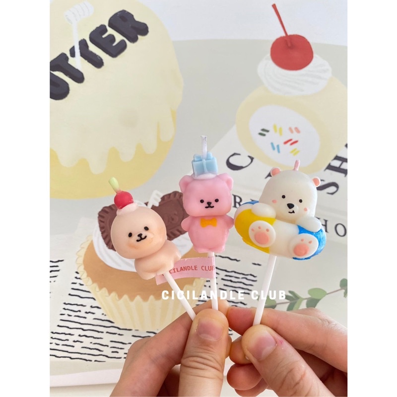 Nến cắm bánh kem sinh nhật handmade siêu cute style Hàn xẻng, phụ kiện trang trí bánh kem