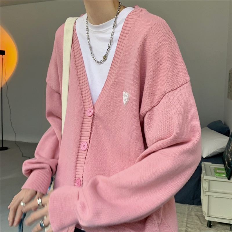 Áo Khoác Cardigan Dệt Kim Mỏng Tay Dài Cổ Chữ V Dáng Rộng Màu Đen Thời Trang Xuân Thu Cho Nam