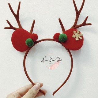 Bờm cài tóc Noel sừng tuần lộc, băng đô giáng sinh dễ thương