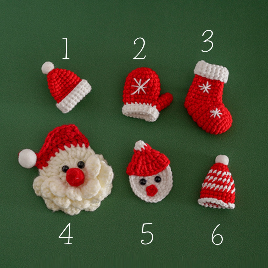 Móc khóa Noel - Móc khóa bằng len Noel - Pin cài trang trí giáng sinh - Trang trí Noel - Móc khóa bằng len Noel