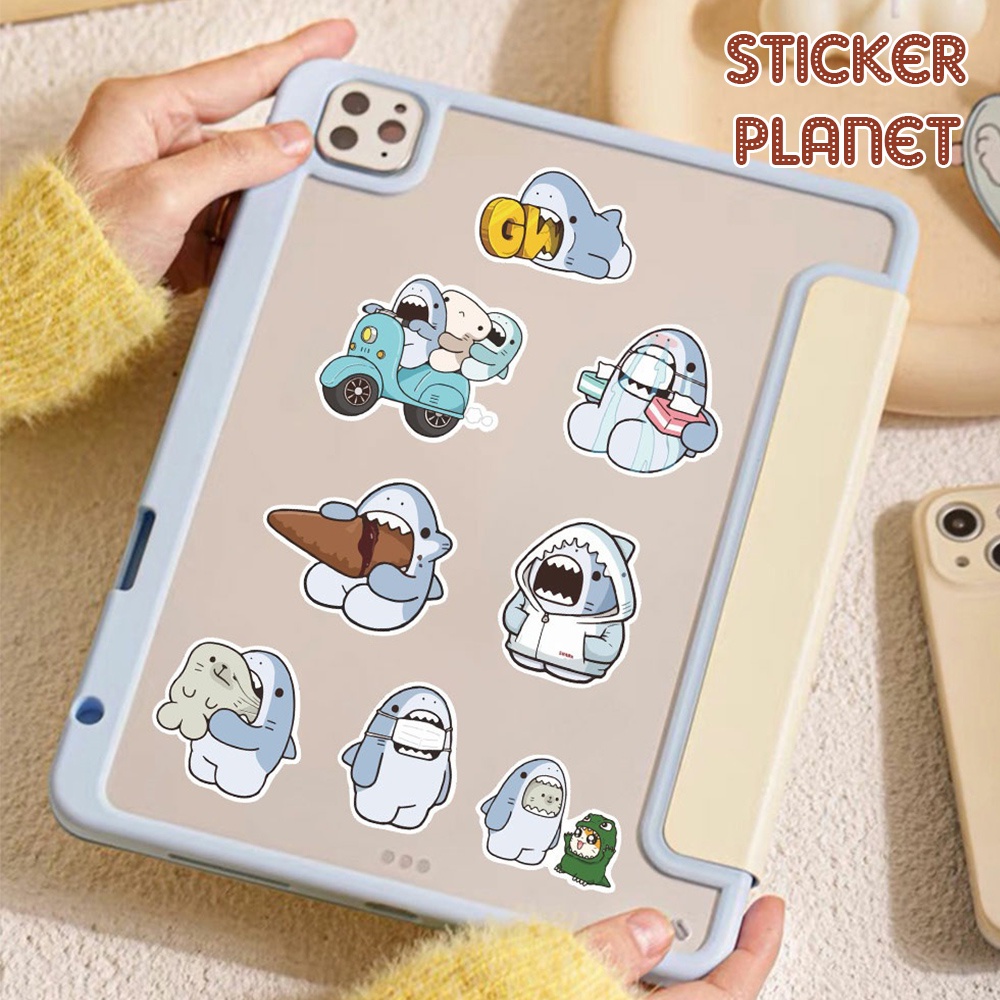 Sticker cá mập nhật bản dễ thương trang trí điện thoại laptop mũ bảo hiểm ván trượt