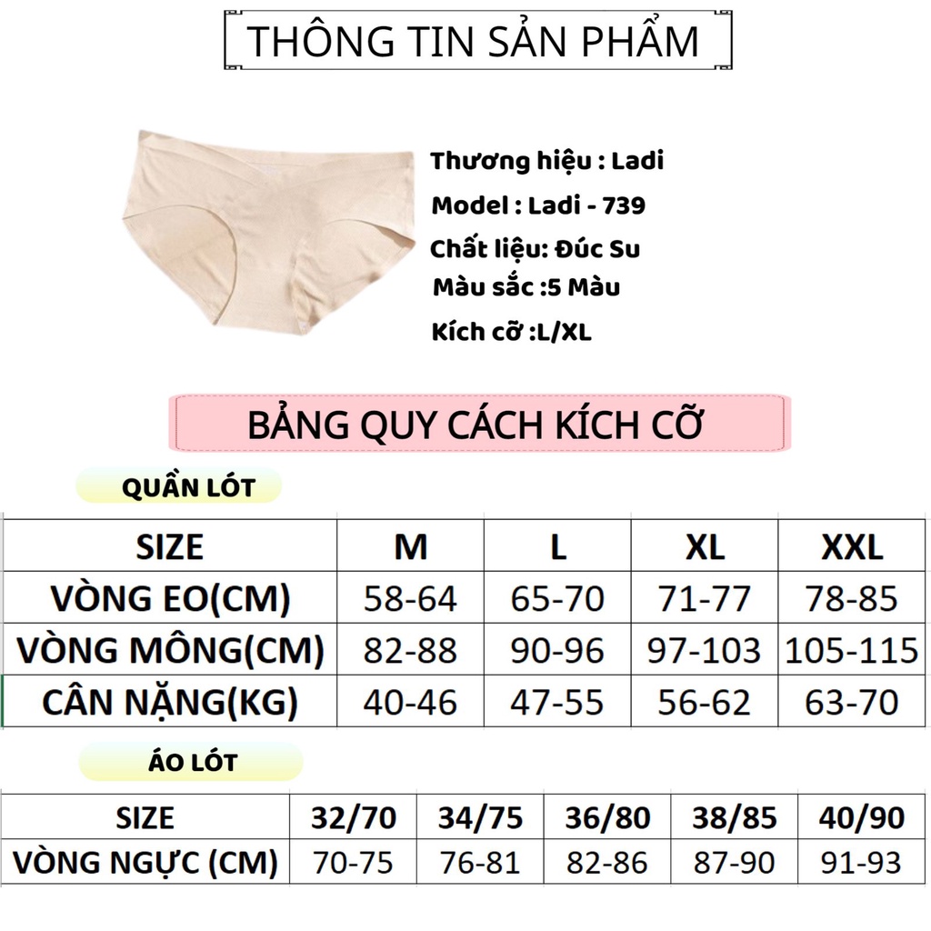 Quần Lót Bầu Đúc Su Thoáng Khí Thông Hơi Mềm Mại Thoáng Mát Ladi-739