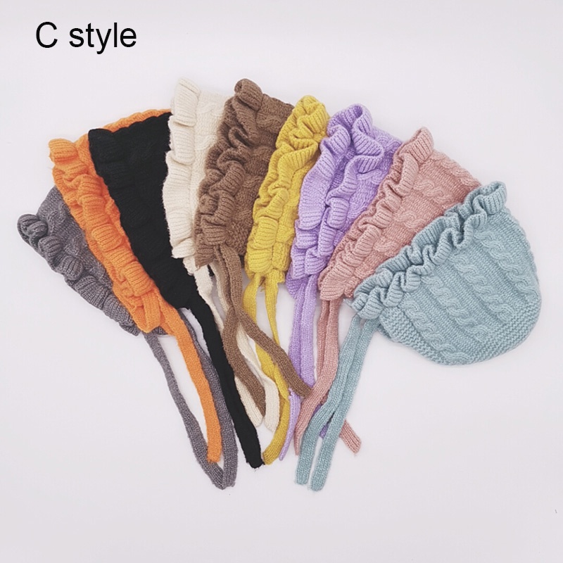 Hàng Có Sẵn Mũ Len Dệt Kim Phối Tai Thỏ Siêu Ngọt Ngào Cho Bé