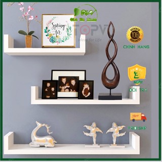 Kệ sách treo tường kiêm kệ decor chữ U TopV giá sách gỗ tủ để đựng đỡ kê vở cho bé nhỏ mini giá rẻ trắng Giá kệ xinh