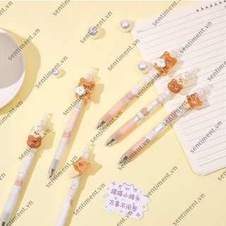 Set 4 Bút Mực Gel Ngòi 0.5mm Hình Gấu Hoạt Hình Chất Lượng Cao
