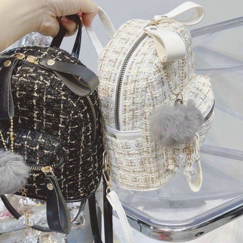 Balo Mini Chất Liệu Vải Dạ 2 Màu Siêu Xinh