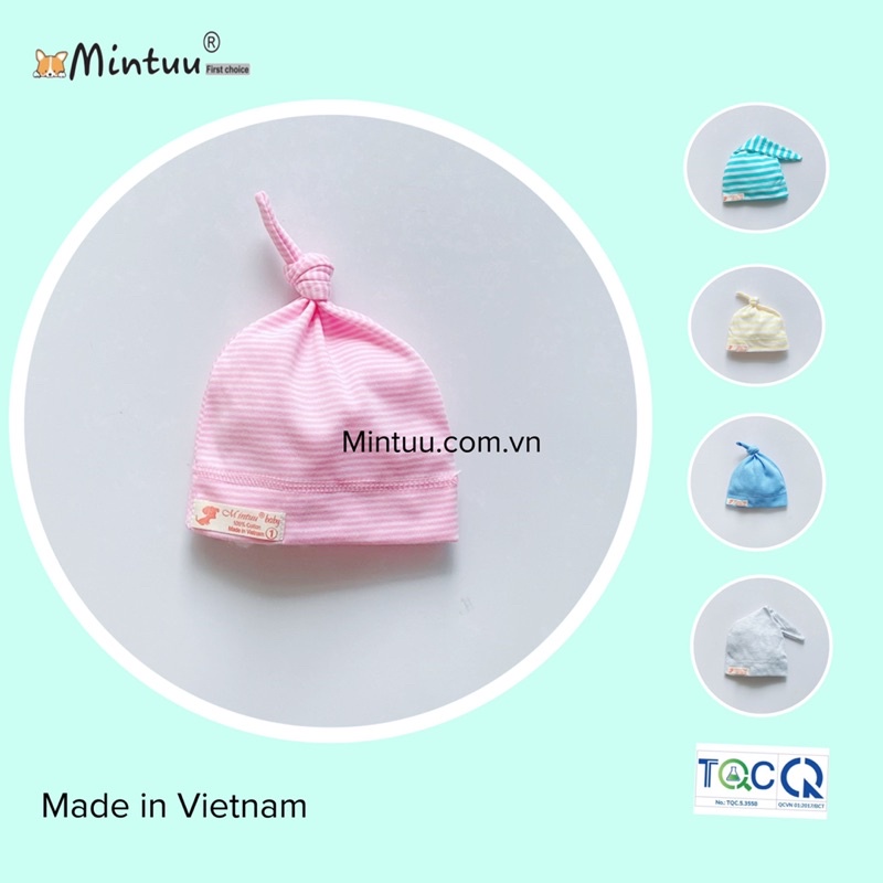 Mũ nón cây thông dành cho bé sơ sinh sọc màu, thương hiệu Mintuu