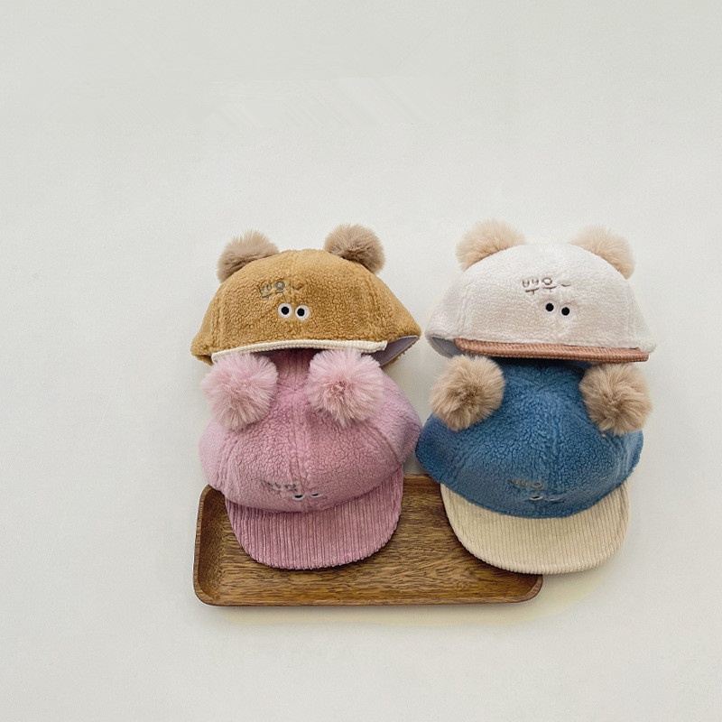 Mũ Lưỡi Trai Chất Liệu Lông Cừu Dày Dặn Mềm Mại Phong Cách Hàn Quốc Cho Bé
