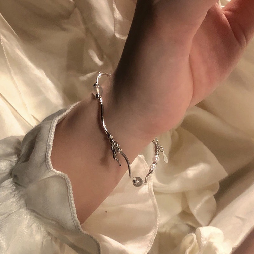 Vòng Tay Bạc Sterling Thiết Kế Đuôi Cá Đính Hạt Ngọc Trai Siêu Xiansen Series Cho Bạn Gái