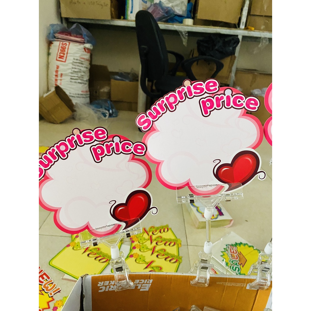 Gói giấy ghi tên, mức giảm giá sản phẩm 10 tờ màu sắc bắt mắt dùng với kẹp mica 2 đầu