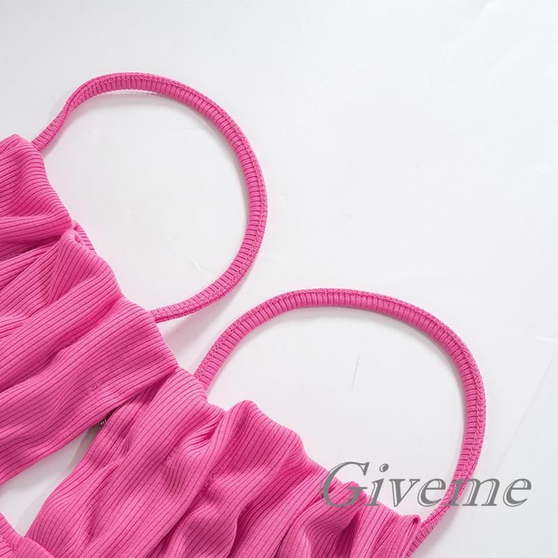 Đầm Midi Không Tay Hở Vai Màu Trơn Thời Trang Xuân Hè Cho Nữ